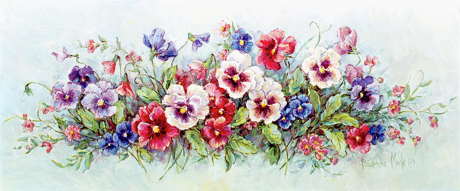 Nature Painting - 1212 Pansy Bouquet by Barbara Mock
