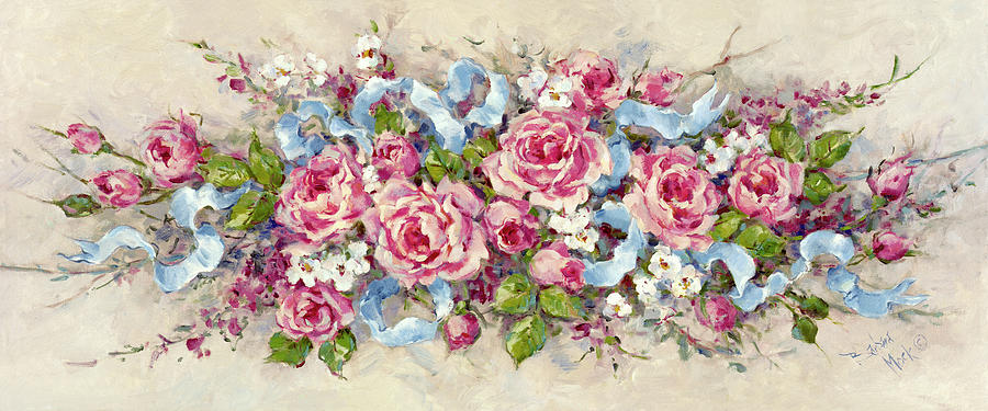Nature Painting - 1214 Ribbons And Roses by Barbara Mock