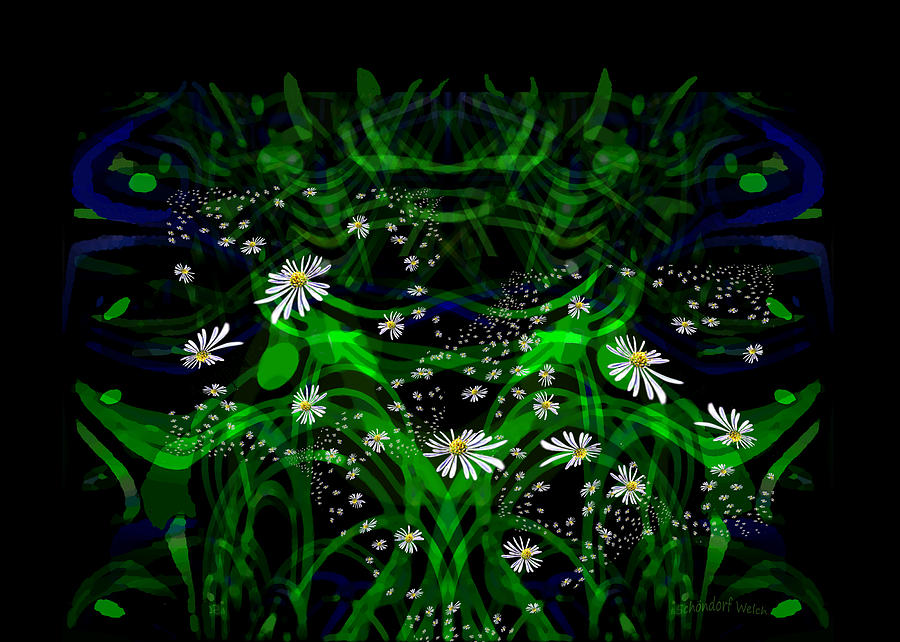 1268  Swamp With Flowers   Digital Art by Irmgard Schoendorf Welch