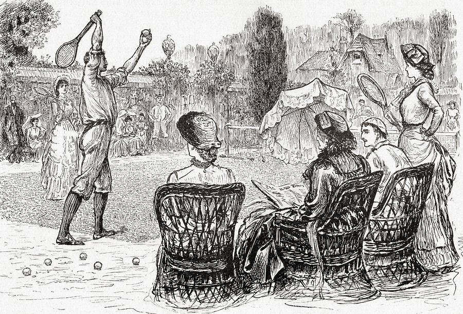 Tennis Drawing - Lawn Tennis in 1883 by Ken Welsh