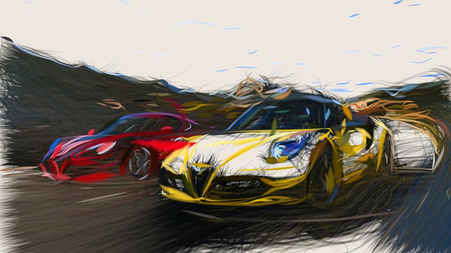 Alfa Romeo 4C Spider Drawing #14 Digital Art by CarsToon Concept