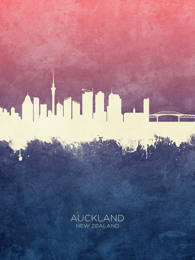 Skyline Digital Art - Auckland New Zealand Skyline #13 by Michael Tompsett