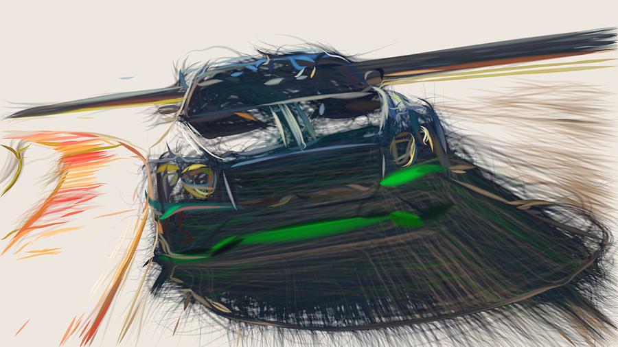 Bentley Continental GT3 Drawing #14 Digital Art by CarsToon Concept