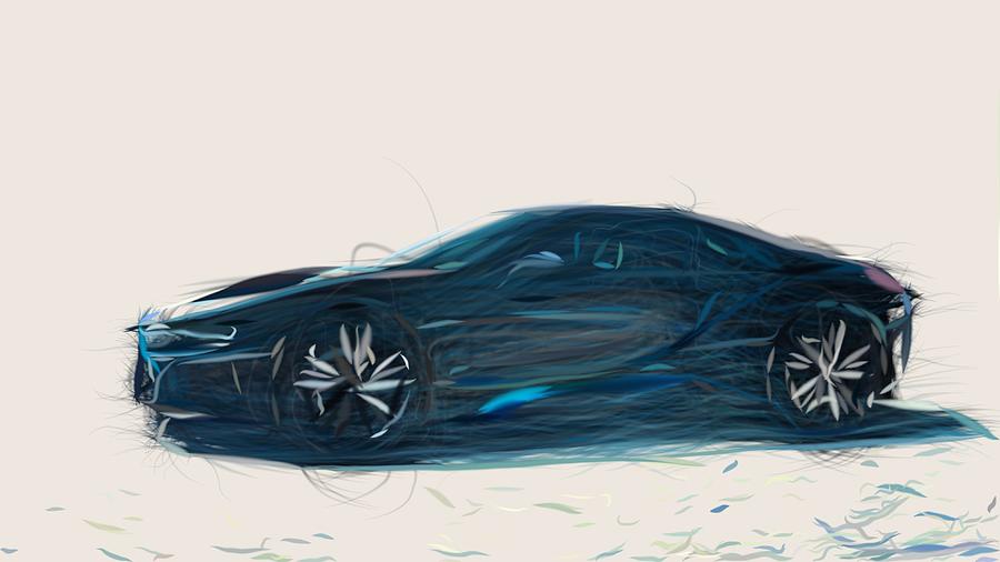 BMW i8 Drawing #14 Digital Art by CarsToon Concept