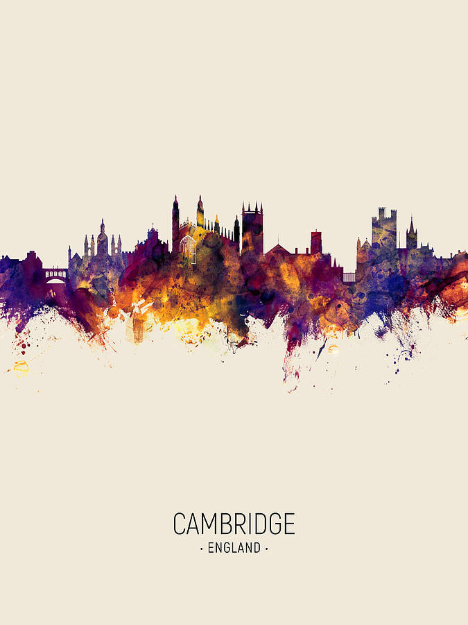Cambridge Digital Art - Cambridge England Skyline #13 by Michael Tompsett