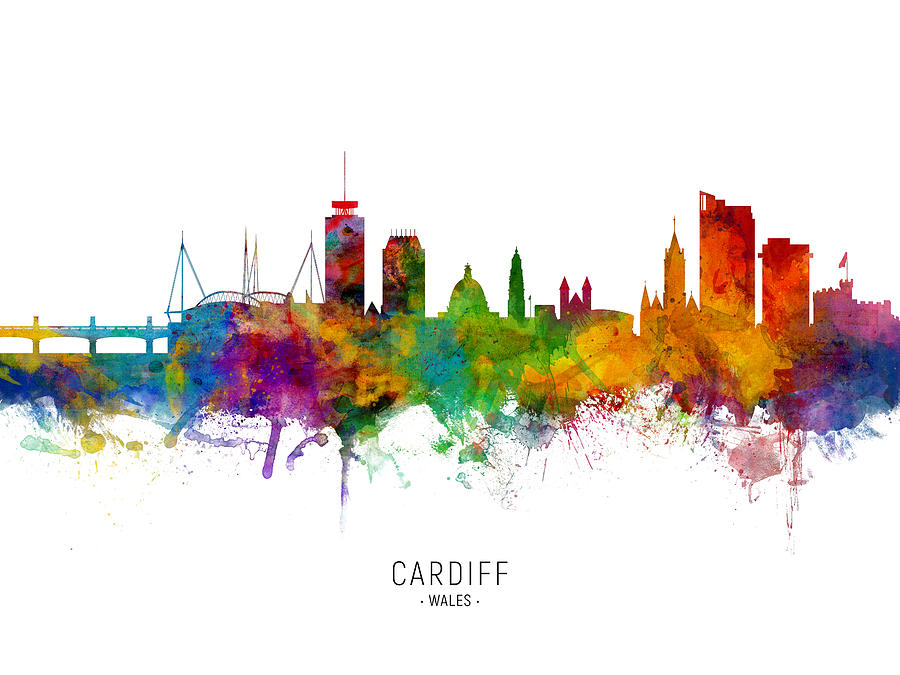 Skyline Digital Art - Cardiff Wales Skyline #13 by Michael Tompsett