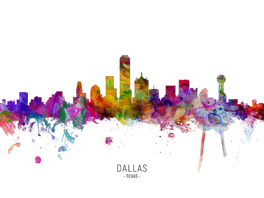 Dallas Digital Art - Dallas Texas Skyline #13 by Michael Tompsett
