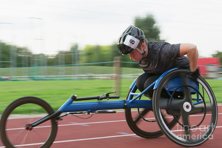 Ambition Photograph - Determined Paraplegic Athlete In Wheelchair Race by Caia Image/science Photo Library Ambition Photograph - Determined Paraplegic Athlete In Wheelchair Race by Caia Image/science Photo Library