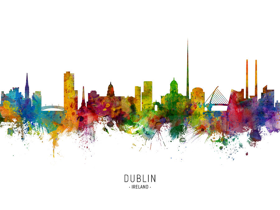 Skyline Digital Art - Dublin Ireland Skyline #13 by Michael Tompsett