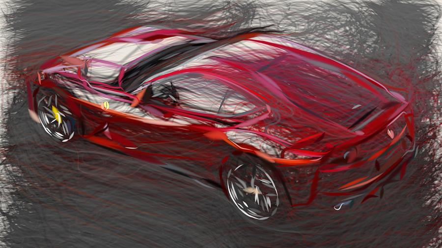 Ferrari 812 Superfast Drawing #14 Digital Art by CarsToon Concept