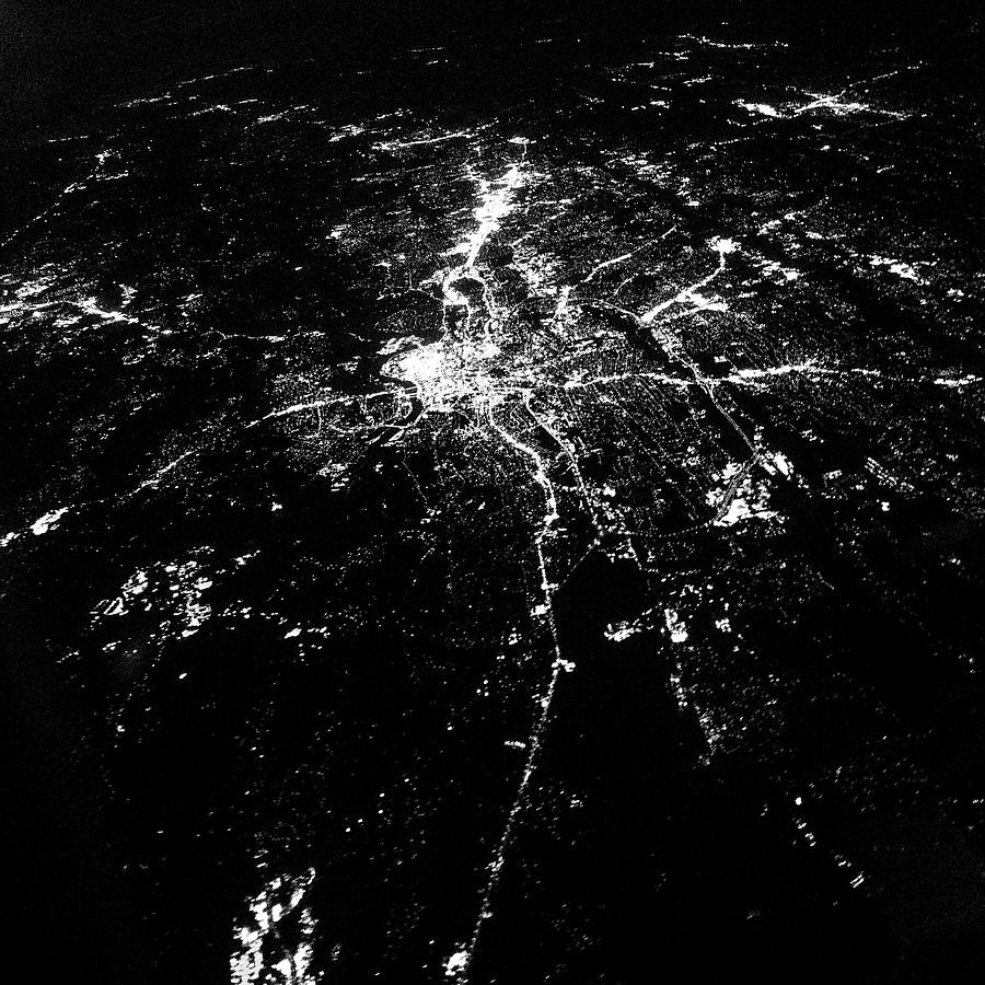 Flying at night over cities below #13 Photograph by Alex Grichenko