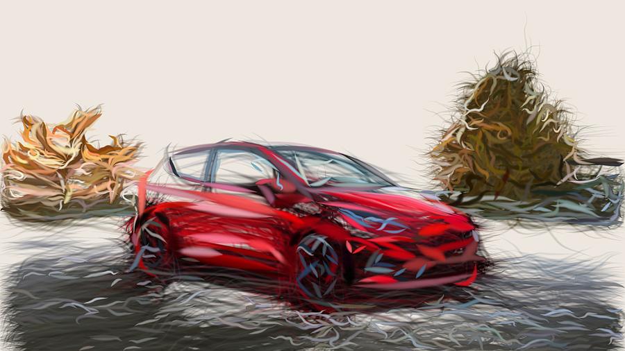 Ford Fiesta ST Drawing #14 Digital Art by CarsToon Concept