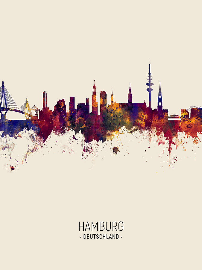 Hamburg Germany Skyline #13 Digital Art by Michael Tompsett
