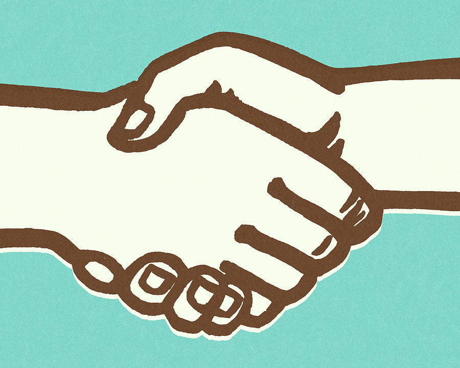 Vintage Drawing - Handshake #13 by CSA Images