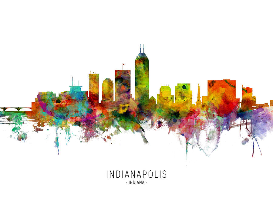 Indianapolis Digital Art - Indianapolis Indiana Skyline #13 by Michael Tompsett