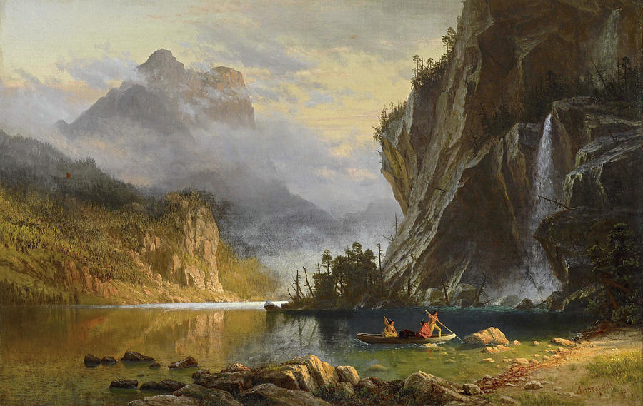 Albert Bierstadt  Painting - Indians Spear Fishing  #13 by Albert Bierstadt