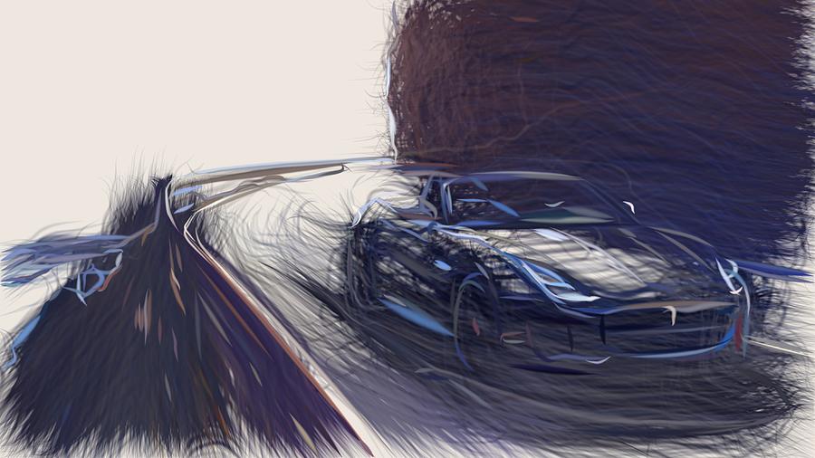 Jaguar F Type Drawing #14 Digital Art by CarsToon Concept