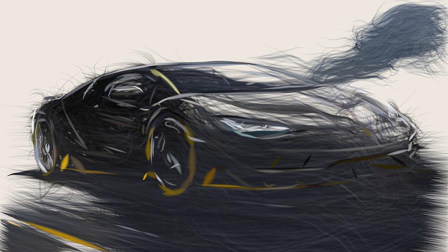 Lamborghini Centenario Drawing Digital Art by CarsToon Concept - Pixels