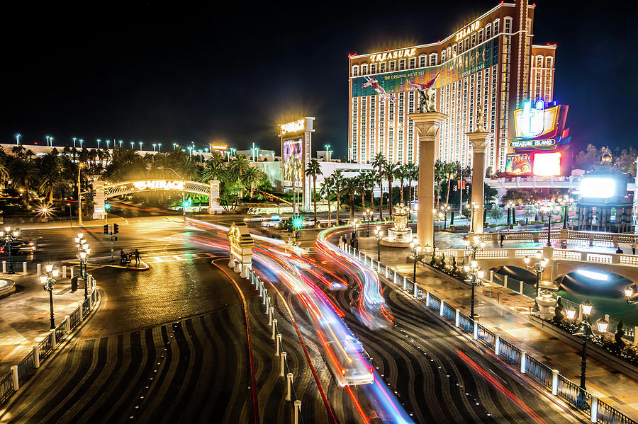 Las Vegas Nevada Evening City Lights And Street Views by Alex Grichenko