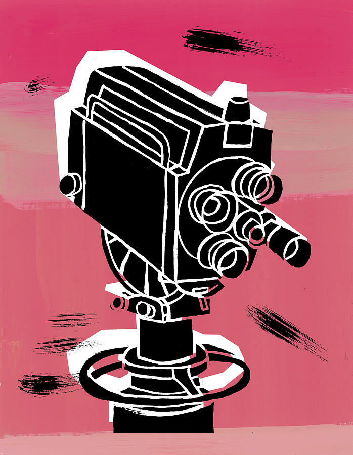 Vintage Drawing - Movie Camera #13 by CSA Images