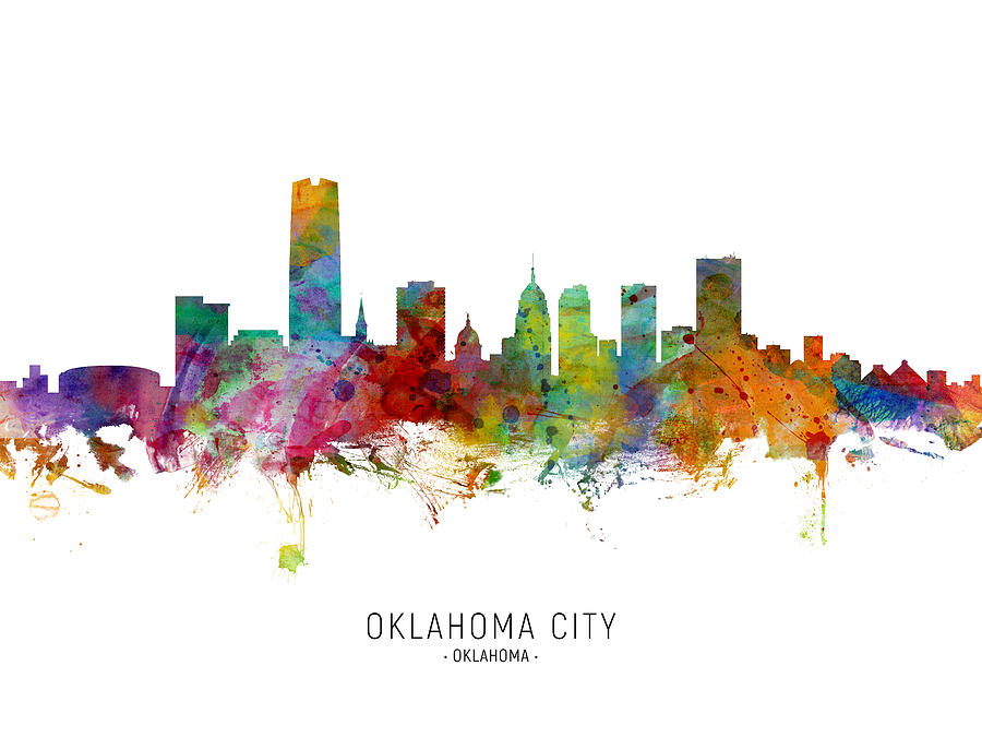 Oklahoma City Skyline #13 Digital Art by Michael Tompsett