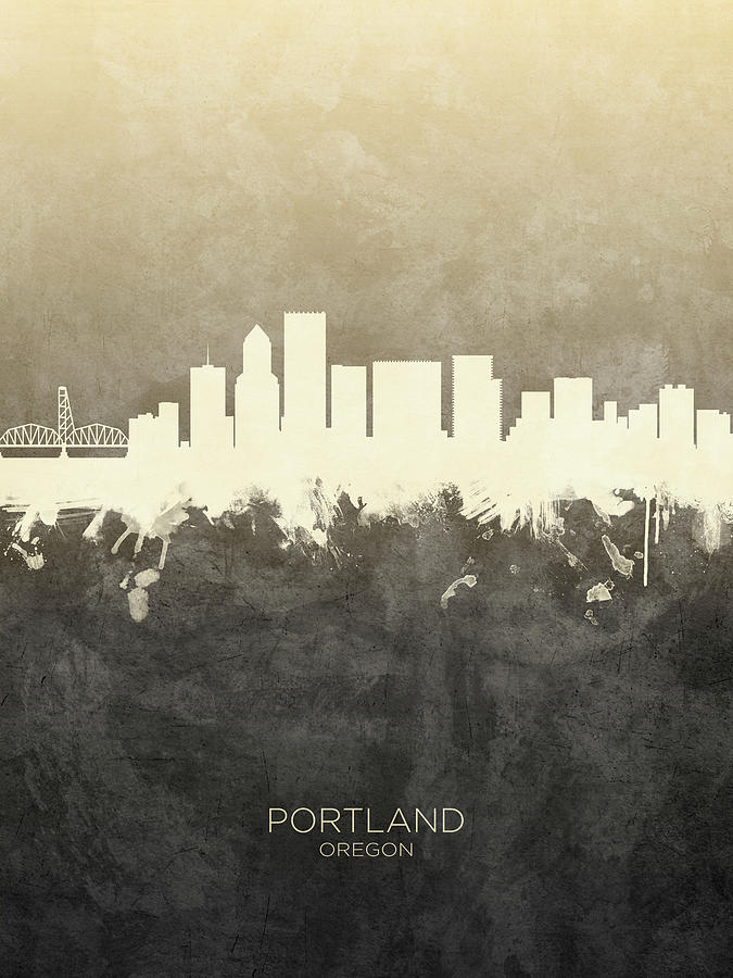 Portland Oregon Skyline #13 Digital Art by Michael Tompsett