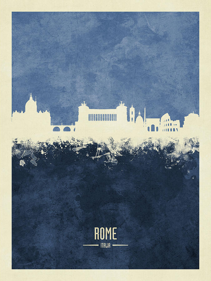 Skyline Digital Art - Rome Italy Skyline #13 by Michael Tompsett