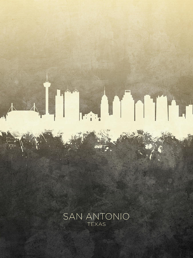 San Antonio Digital Art - San Antonio Texas Skyline #13 by Michael Tompsett