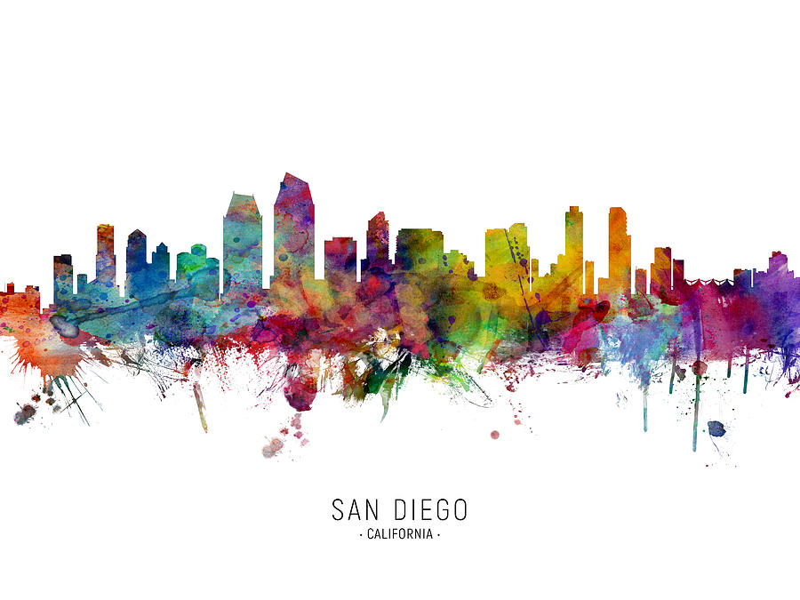 San Diego California Skyline #13 Digital Art by Michael Tompsett