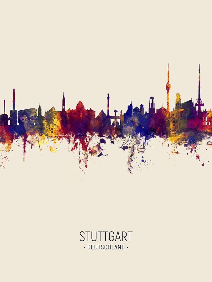 Stuttgart Germany Skyline #13 Digital Art by Michael Tompsett