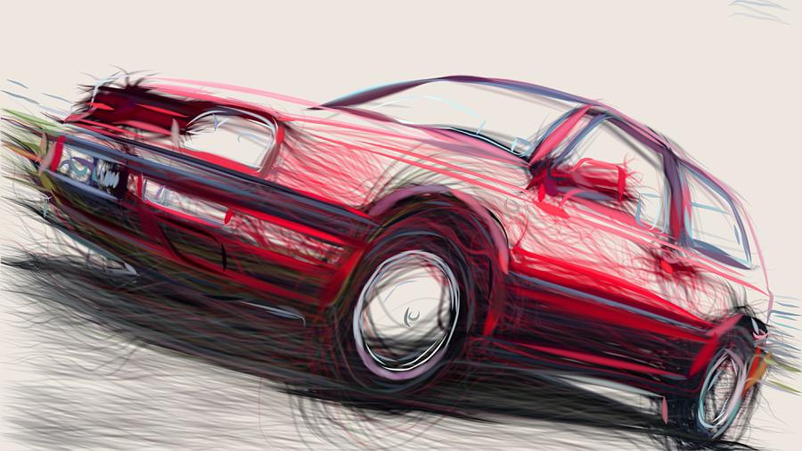 Volkswagen Golf GTI Draw #13 Digital Art by CarsToon Concept