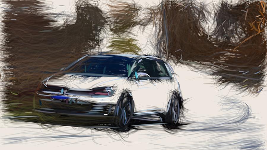 Volkswagen Golf GTI Drawing #14 Digital Art by CarsToon Concept