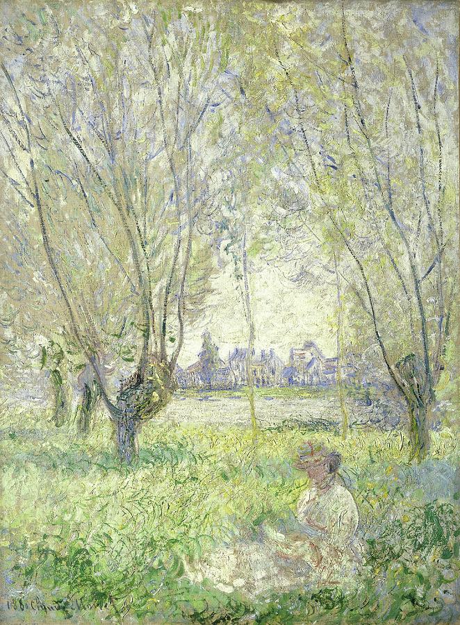 Woman Seated Under The Willows Painting by Claude Monet Woman Seated Under The Willows Painting by Claude Monet