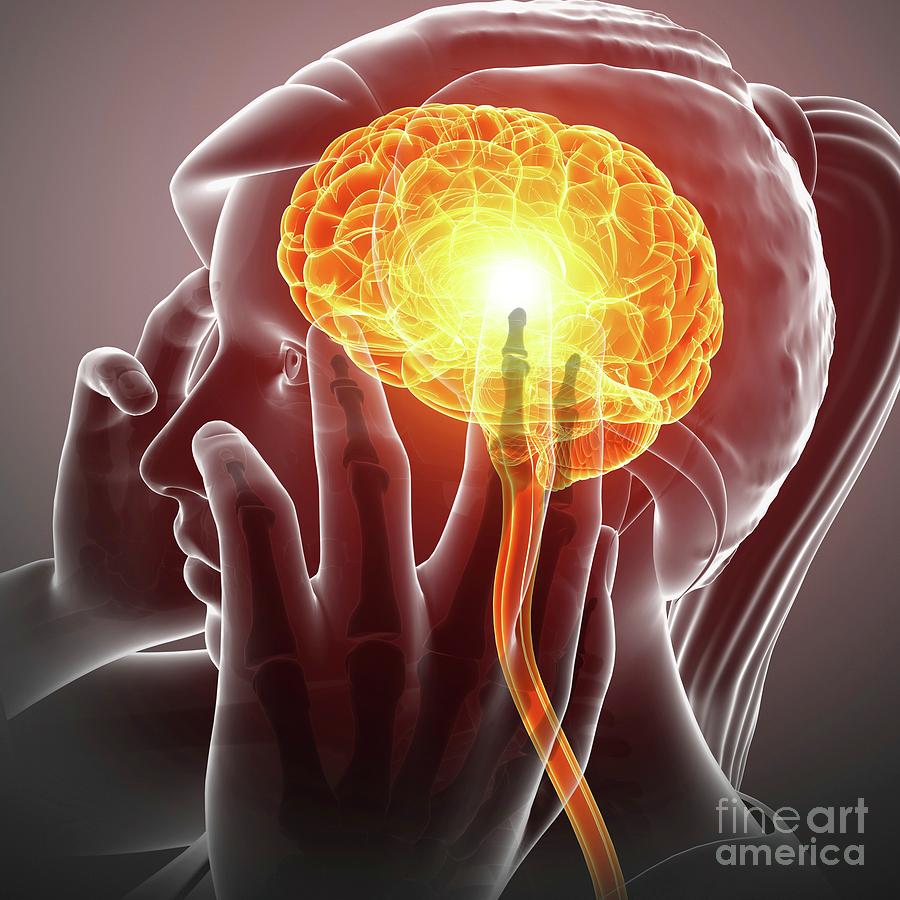 Artwork Photograph - Woman With Headache by Pixologicstudio/science Photo Library Artwork Photograph - Woman With Headache by Pixologicstudio/science Photo Library
