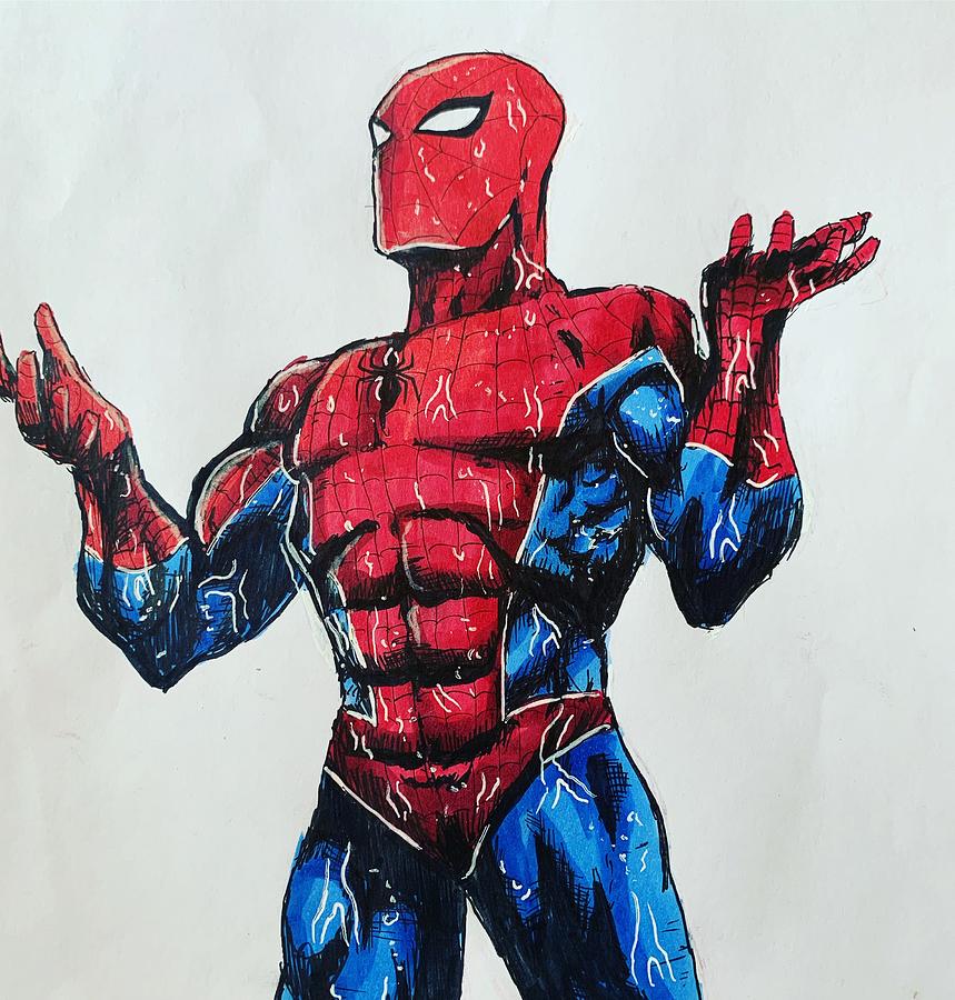 13 year old drawing Spider-Man Drawing by Thomas Ferguson - Fine Art America