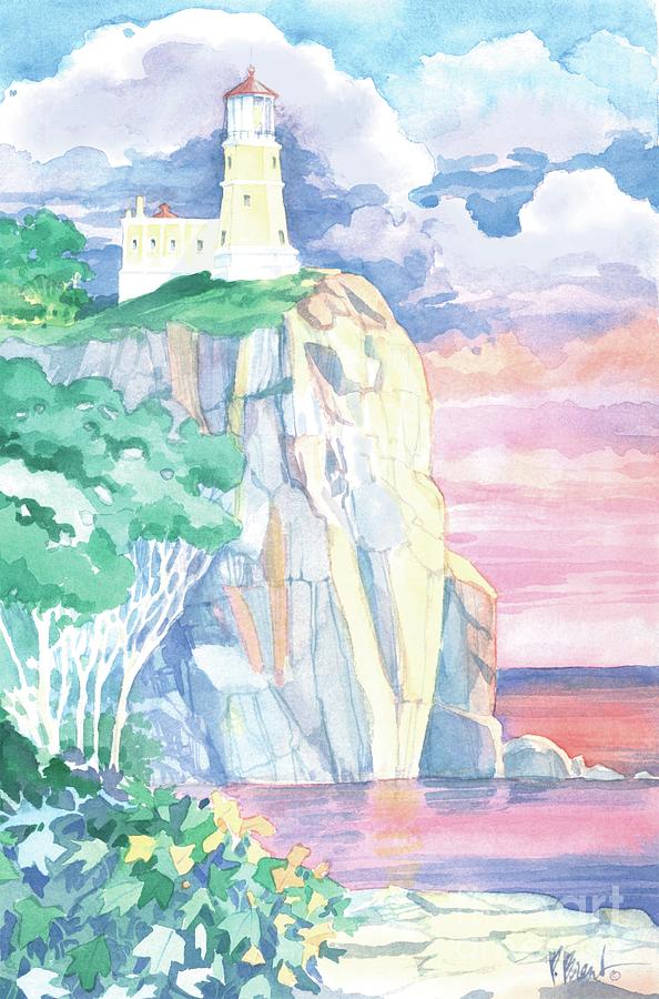 Sunset Painting - 1302 - Split Rock Lighthouse by Paul Brent