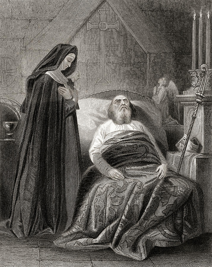 Bed Drawing - Death of St.Patrick by Ken Welsh