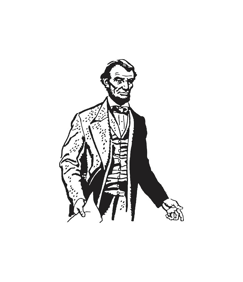 Black And White Drawing - Abraham Lincoln #14 by CSA Images