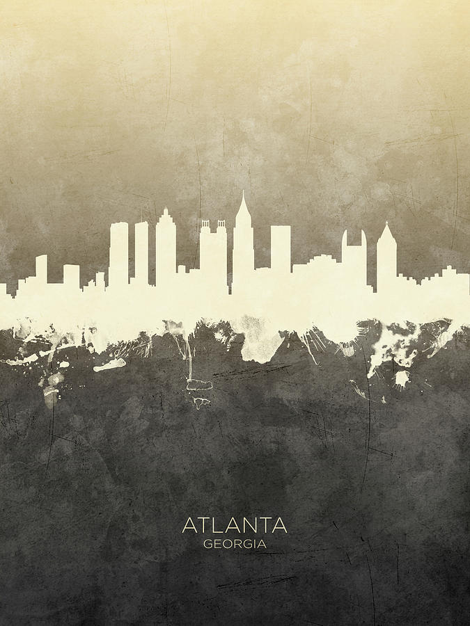 Atlanta Digital Art - Atlanta Georgia Skyline #14 by Michael Tompsett