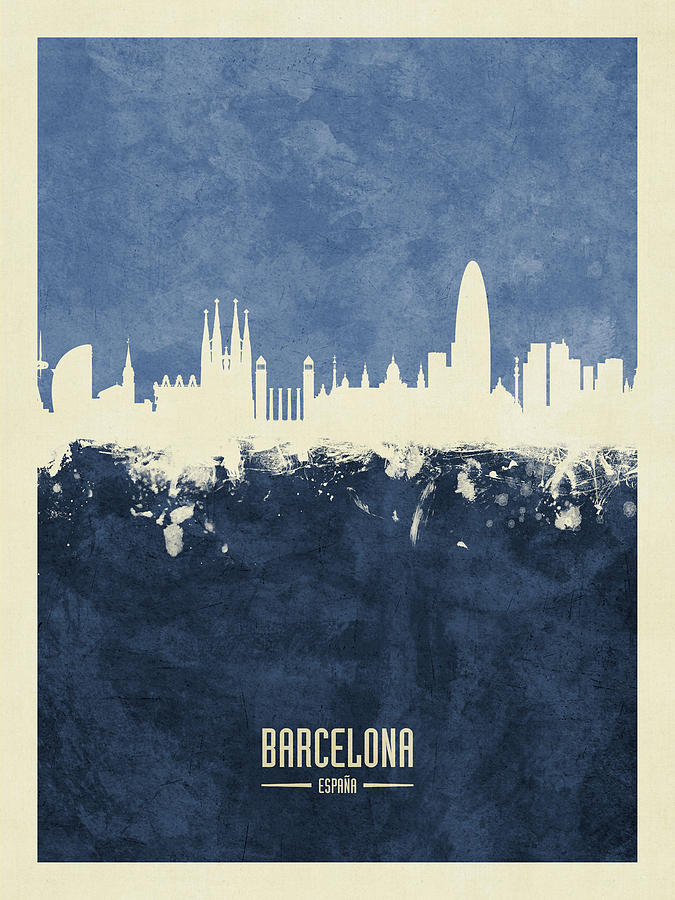 Barcelona Spain Skyline #14 Digital Art by Michael Tompsett