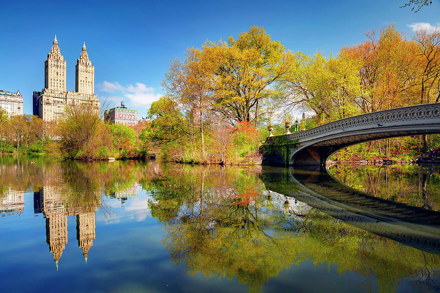 Bridge & Lake, Central Park Nyc #14 Digital Art by Lumiere
