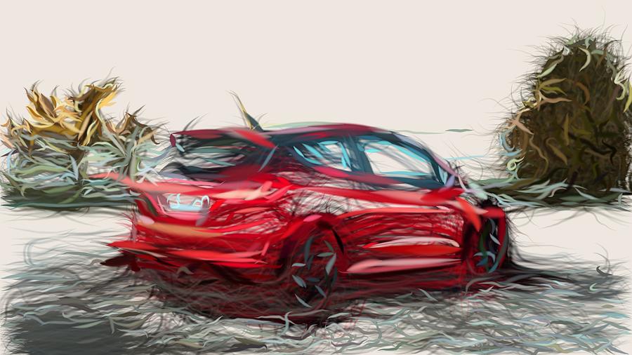 Ford Fiesta ST Drawing #29 Digital Art by CarsToon Concept