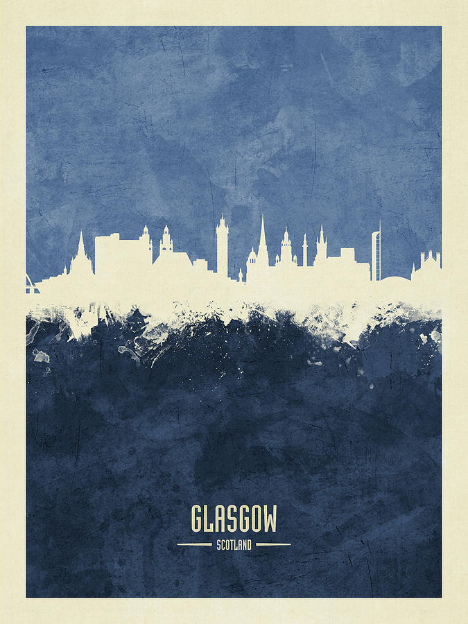 Skyline Digital Art - Glasgow Scotland Skyline #14 by Michael Tompsett