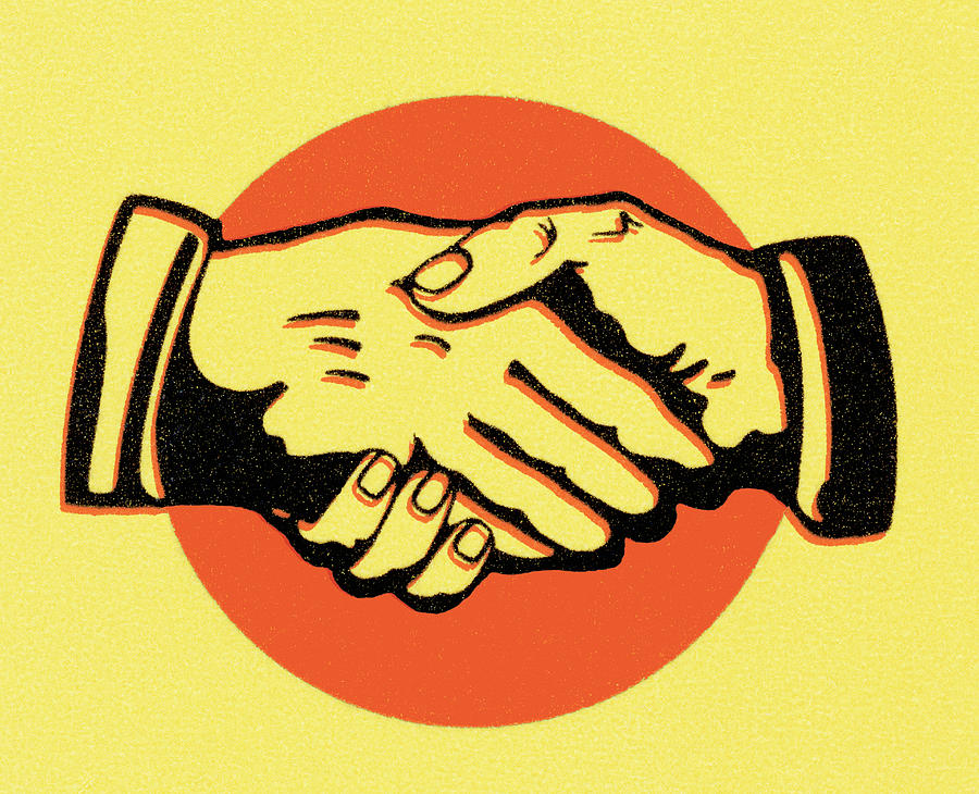 Vintage Drawing - Handshake #14 by CSA Images