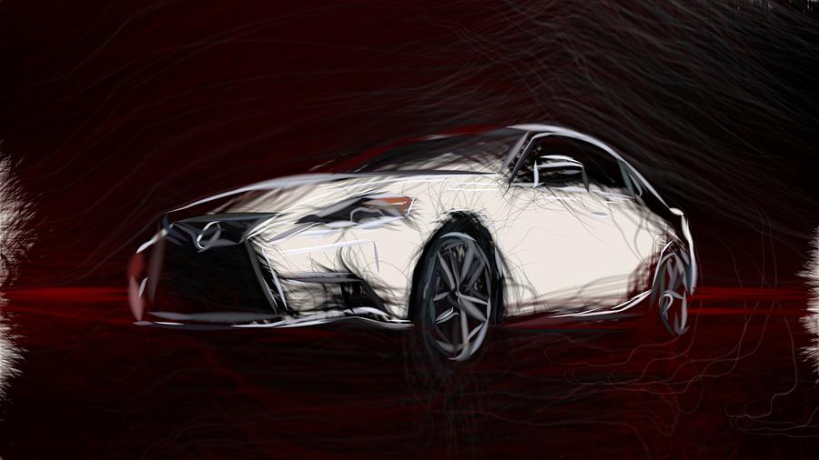 Lexus IS Drawing #15 Digital Art by CarsToon Concept