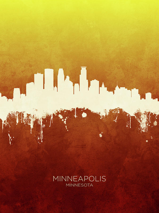Minneapolis Digital Art - Minneapolis Minnesota Skyline #14 by Michael Tompsett