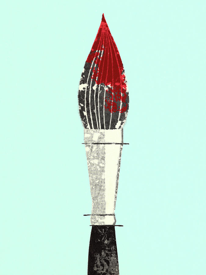 Vintage Drawing - Paintbrush #14 by CSA Images