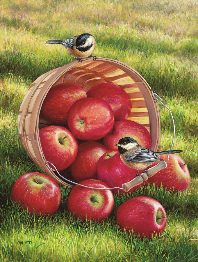 Apple Painting - 1/4 Peck And A Pair by Wild Wings