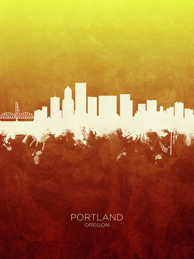 Portland Digital Art - Portland Oregon Skyline #14 by Michael Tompsett