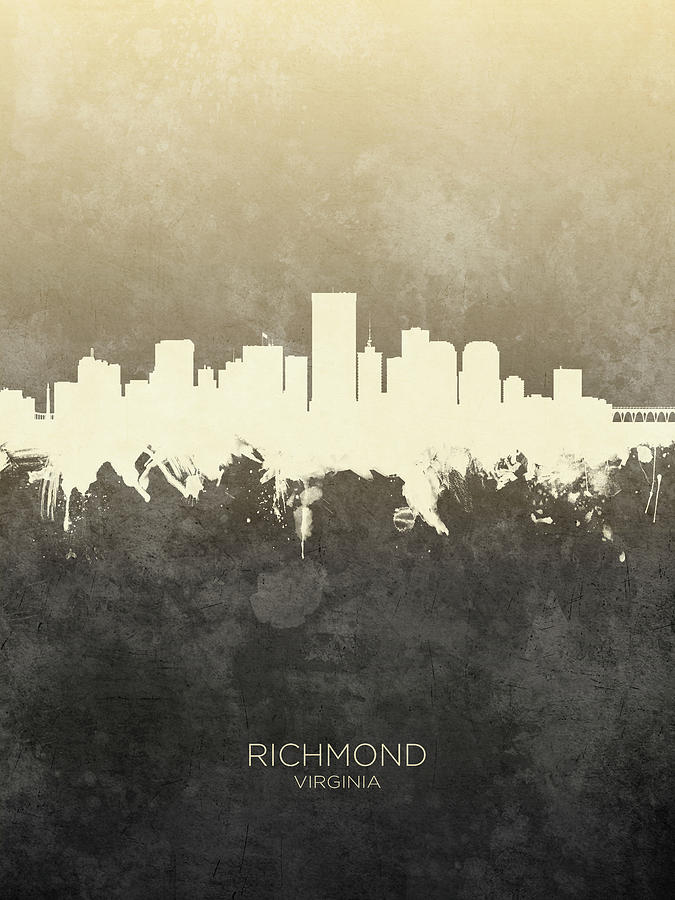 Richmond Digital Art - Richmond Virginia Skyline #14 by Michael Tompsett